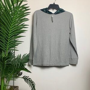 💋children’s place Gray Long Sleeve Top with Plaid Collar💋